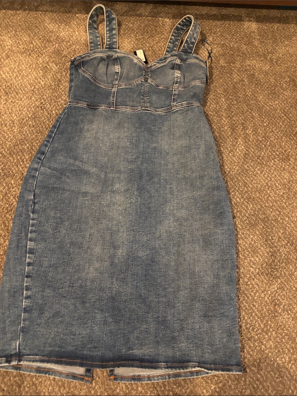 Express Blue Denim Bustier Midi Dress